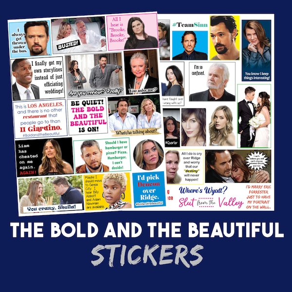 Bold and the Beautiful Stickers- Sinn, Tridge, Quarter, Sheila, Brooke & More!