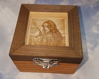 Handmade Wood Wooden, Keepsake Trinket Jewelry Box, "Wynonna Earp" Art Image of Wynonna, Laser Etched Burned, Glass Top Lid,