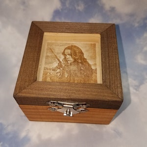 Handmade Wood Wooden, Keepsake Trinket Jewelry Box, &quot;Wynonna Earp&quot; Art Image of Wynonna, Laser Etched Burned, Glass Top Lid,