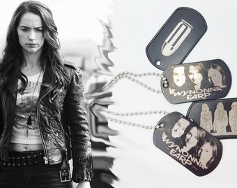 Wynonna, Waverly Earp, Nicole Haught, Necklace, Double Sided, Silhouette Figures or Bullet, Black Stainless Steel Laser Etched Dog Tags