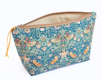 Handmade Makeup Bag: Strawberry Thief Design by William Morris from Liberty of London