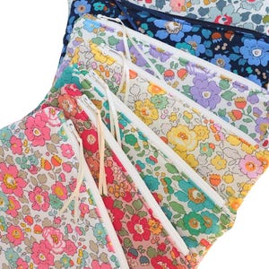 Liberty Betsy floral flat make-up bag, small zip pouch