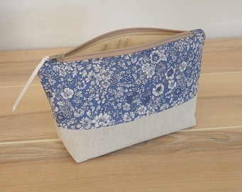 Liberty blue floral make-up bag / zip bag / cosmetic bag: Emily Silhouette