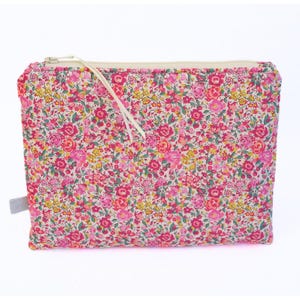 Liberty pink geblümte flache Schminktasche, kleine Reißverschlusstasche