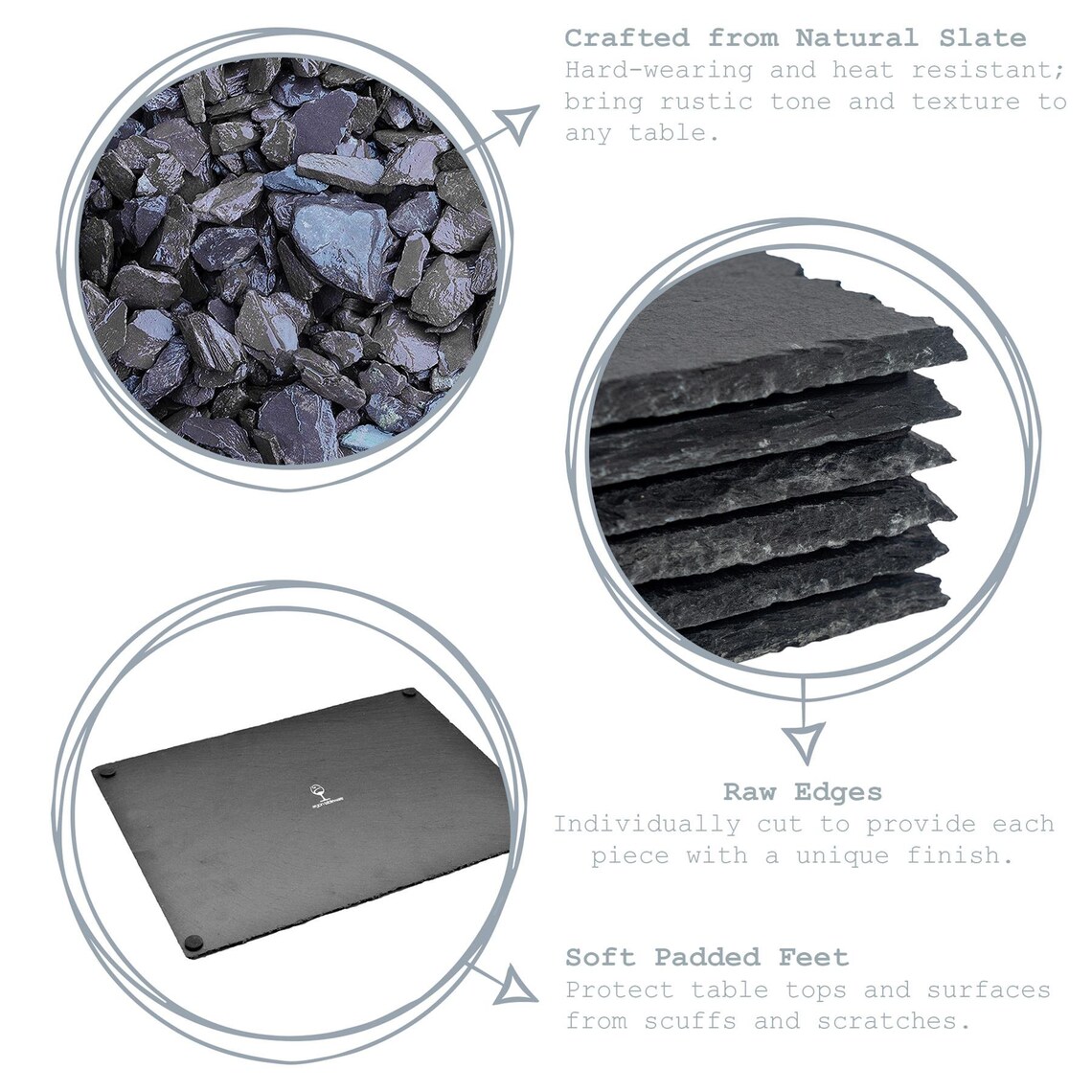 Rectangular / Square Natural Slate Placemats and Coasters Set Etsy UK