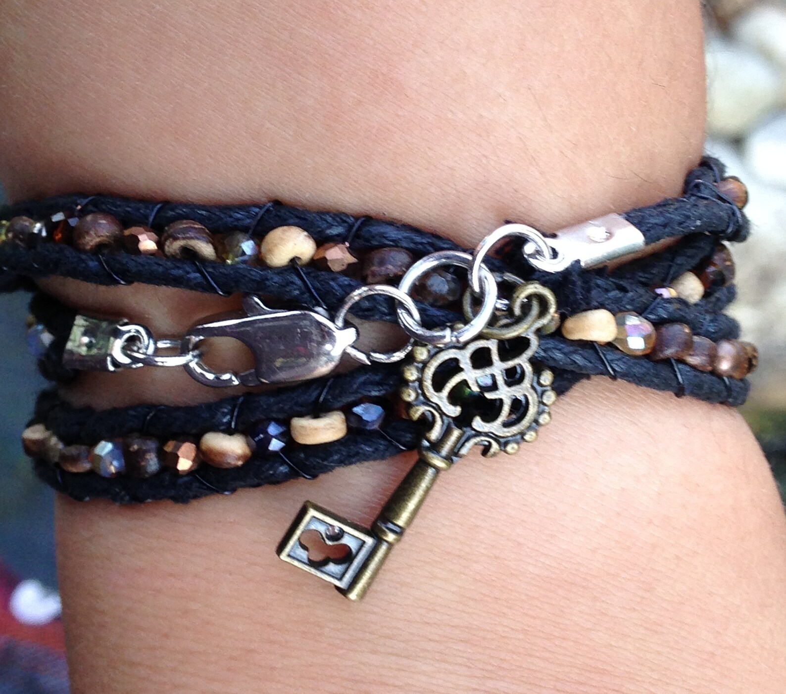 Triple Wrap Bracelet Brown Etsy