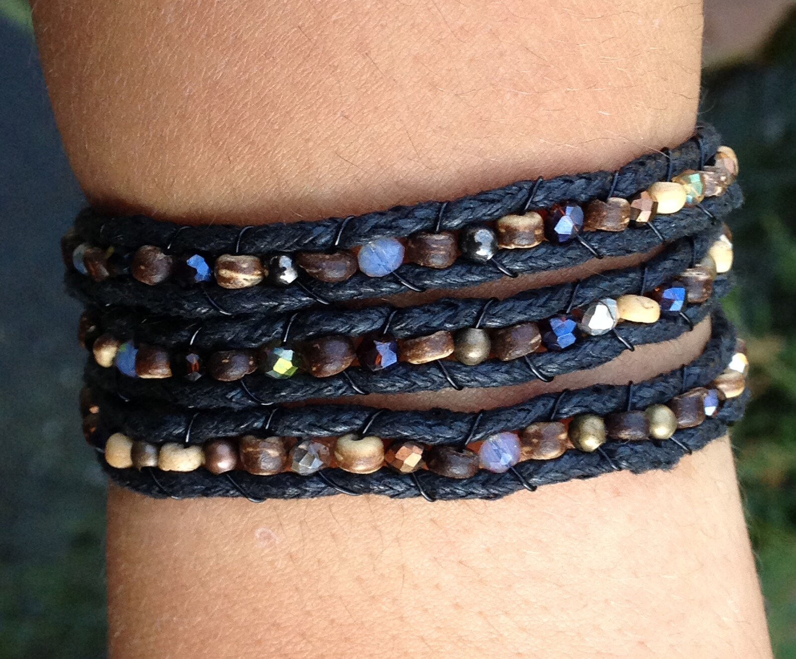 Triple Wrap Bracelet Brown Etsy