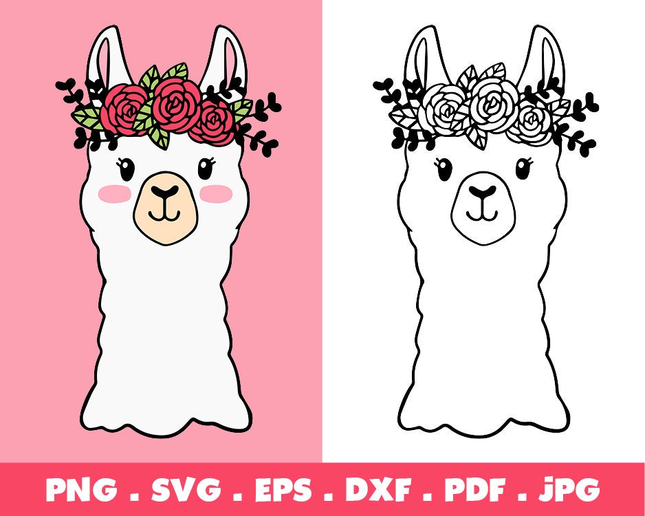 Download Llama SVG Alpaca Flower Cute Layered Head Svg | Etsy