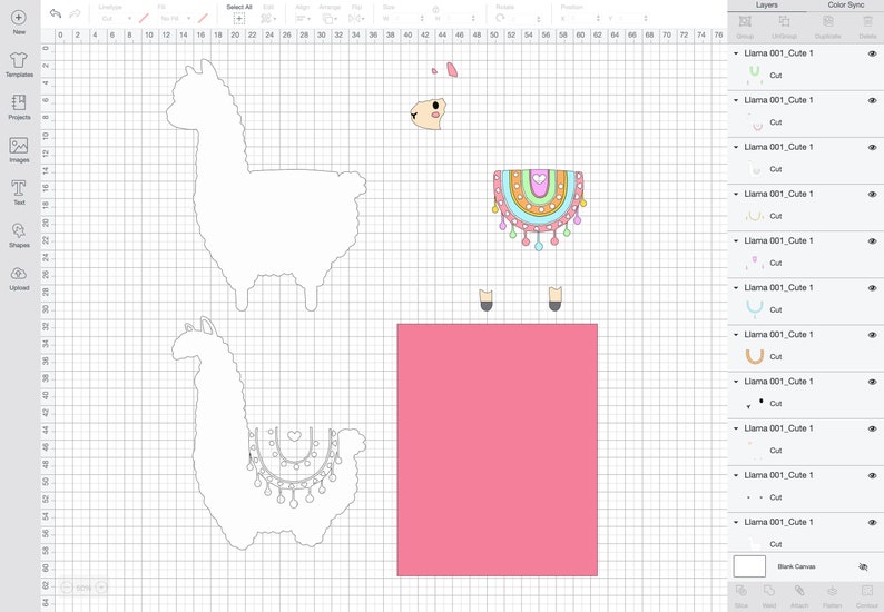 Download Clip Art Art Collectibles Png Files Layered Llama Svg Laser Cut Vector Dxf Files For Digital Download Svg Files For Cricut Cute Alpaca Cactus