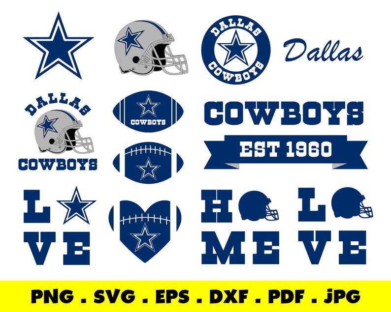 Download Dallas Cowboys SVG Bundle NFL Texas Football Logo | Etsy