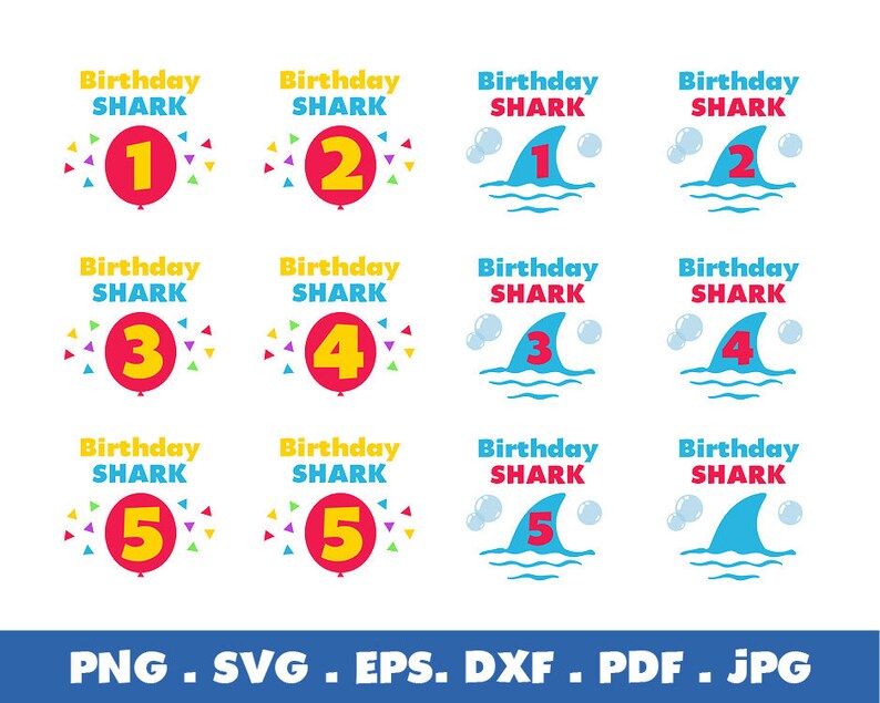 Download Baby Shark Font & Elements SVG Birthday Numbers Balloons ...