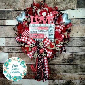 Red and Burlap Valentine's Day Wreath, Farmhouse Valentine's Decor, Rustic Wreath, Primitive Wreath, Love and Hearts Decor