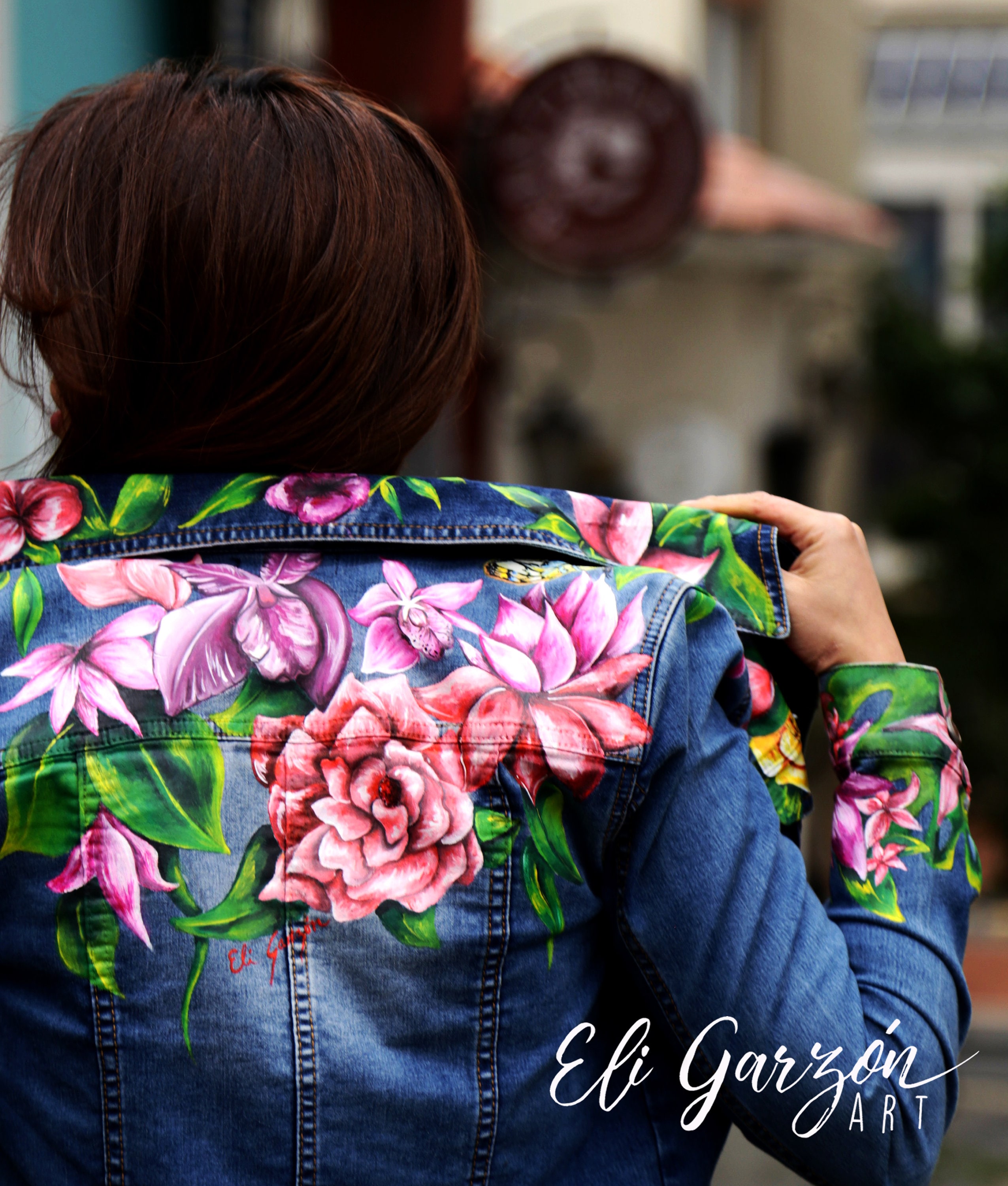 THE FLORAL WOMEN HAND-PAINTED DENIM JACKET