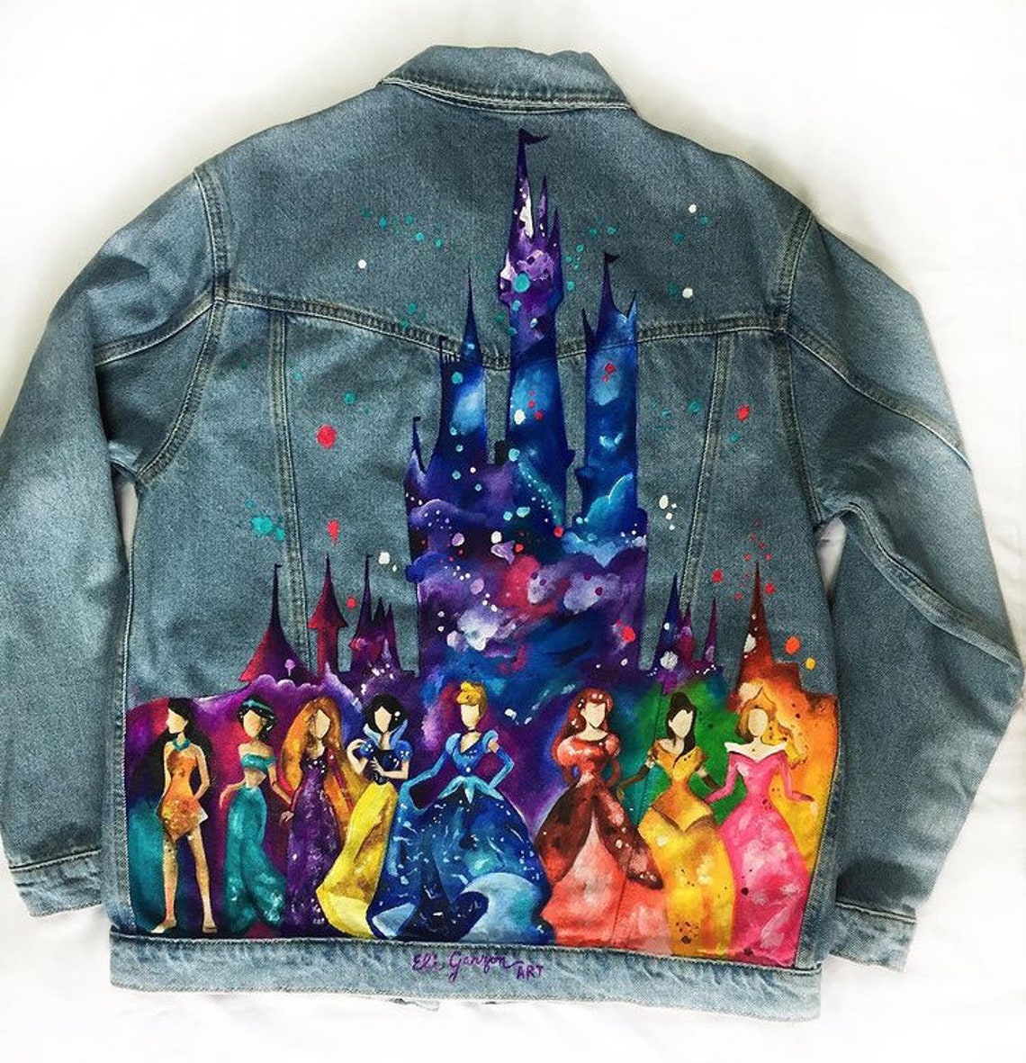 Disney Hand Painted Jacket Custom Denim Women's Clothes Etsy
