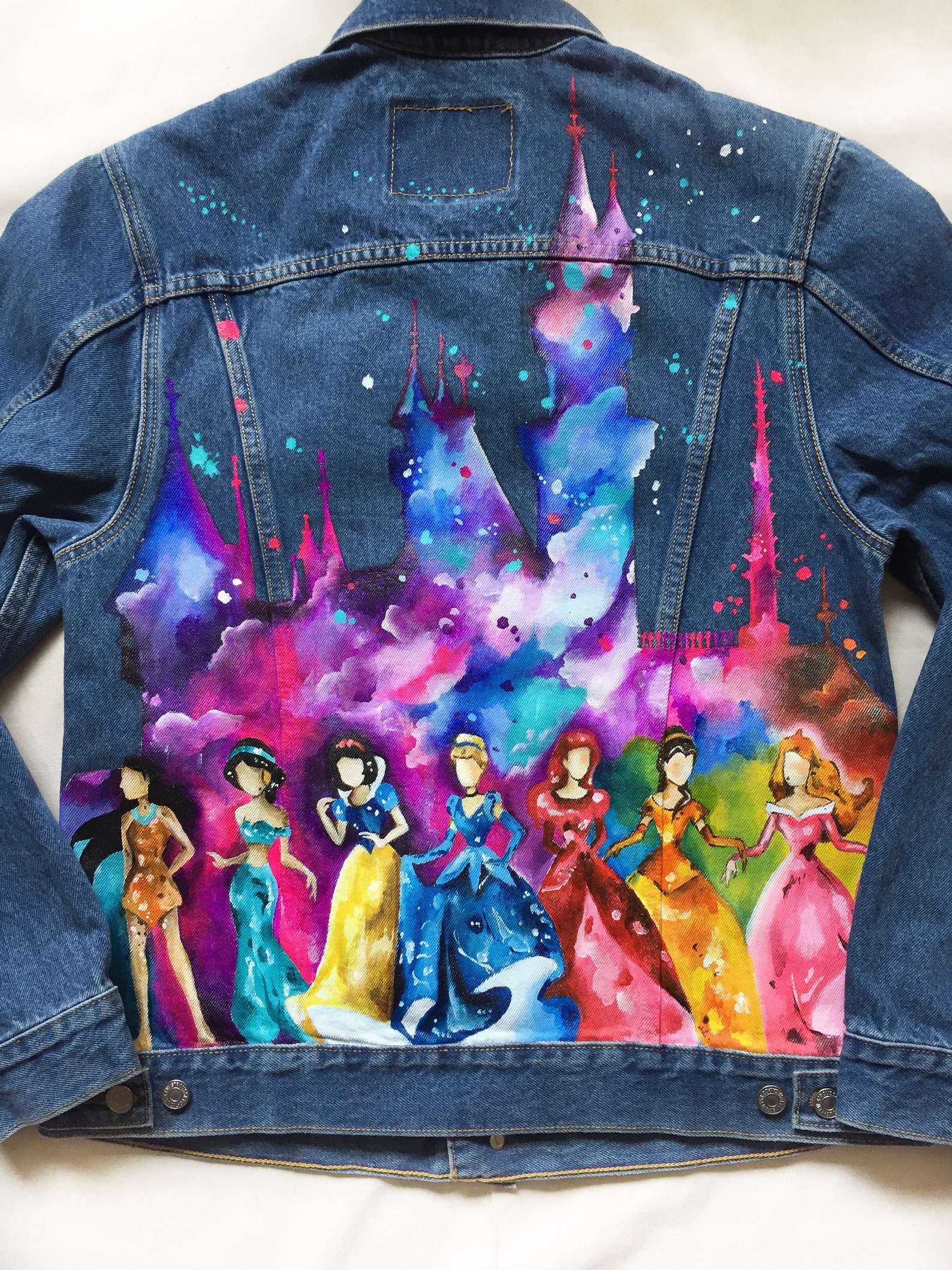 Disney Hand Painted Jacket Custom Denim Women's Clothes Etsy