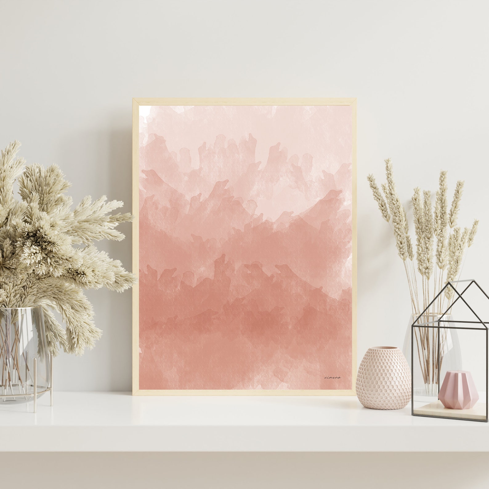 Abstract Wall Art, Modern Painting, Pink Wall Decor, Digital Print for ...
