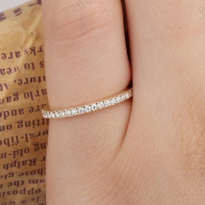 Anniversary Bridal Ring, Moissanite Wedding Set Ring, 10k 14k 18k Gold Simulated Diamond Ring, Half Eternity Ring, Minimalist Wedding Band