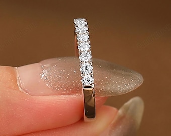 Classic 2.0MM Half Eternity Lab Grown Diamond Ladies Ring Solid Gold Gift for Lover