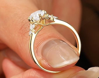 Vintage Openwork Basket Oval Moissanite Wedding Promise Anniversary Fine Jewelry Gift for Her