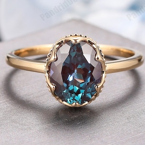 Engagement Ring, 3.0CT Oval Cut Alexandrite Women&#39;s Ring, Alexandrite Proposal Ring, 14k Rose Gold Gemstone Ring Jewelry, Alexandrite Ring