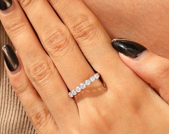 Lab Diamond Anniversary Stackable Ring, Classic Pave Setting Diamond 14k Solid Gold Jewelry Gift