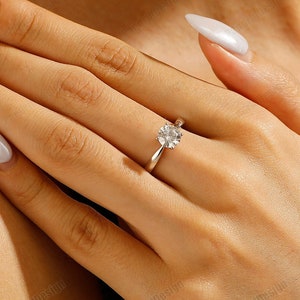 Unique Tapered Style 6mm Moissanite Wedding Solitaire Ring For Women, 14k Gold Engagement Ring