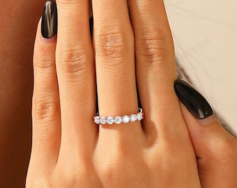 Handmade Lab Diamond Anniversary Ring, Classic Pave Setting, 14k Gold