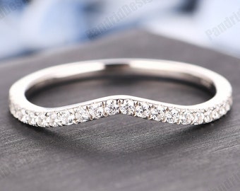 Womens Jewelry Half Eternity Wedding Ring Crown Moissanite Band Matching Ring Gift