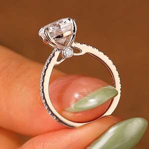 Danity 0.50 to 3 ct IGI Certified Round Lab Grown Diamonds,Hidden Halo Wedding Bridal Art Deco Anniversary Gift Diamond Jewelry Ring for Her