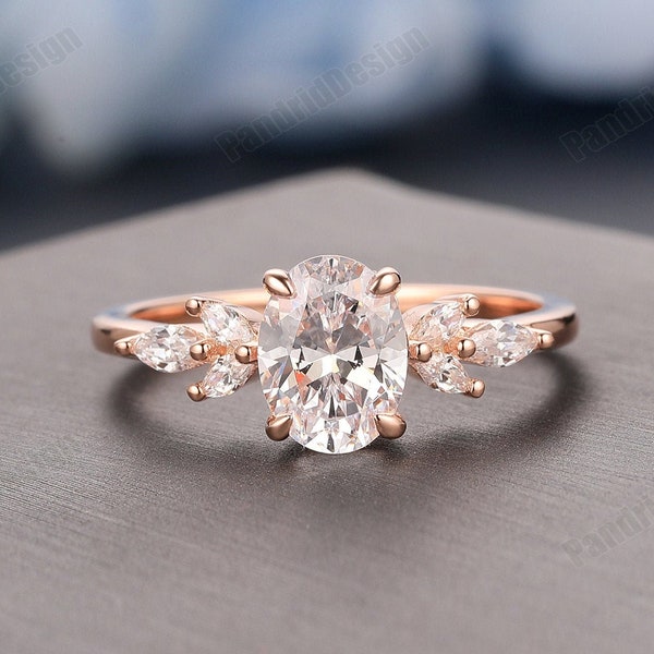 Diamond Engagement Ring for Women, IGI Certified Lab Grown Diamond Wedding Ring, Unique 0.5-2CT Oval Shaped Lab Diamond Ring Gift for Her
