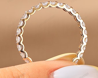 Full Eternity Lab Grown Diamond Stacking Ring, Solid Gold Anniversary Band