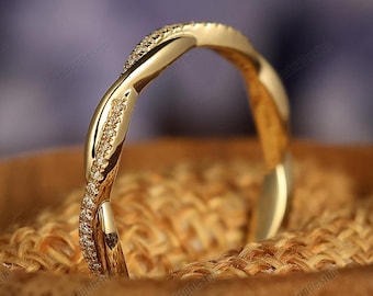 Handmade Full Eternity Lab Grown Diamond Ring, Art Deco Twist Band