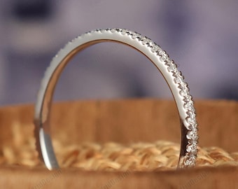 Solid Gold Full Eternity Band, Pave Set Moissanite Wedding Stacking Ring