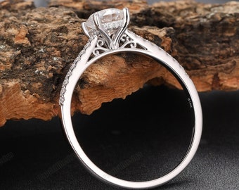 Filigree Vintage Women's Ring Rose Gold, 6mm Cuhsion Cut Filigree Vintage Women's Ring Rose Gold, 6mm Cuhsion Cut