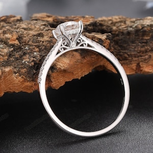 Filigree Vintage Women's Ring Rose Gold, 6mm Cuhsion Cut Filigree Vintage Women's Ring Rose Gold, 6mm Cuhsion Cut