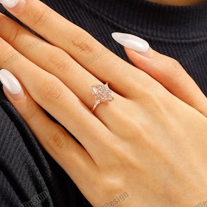 Bezel Set 1.75CT Marquise Cut Moissanite Engagement Wedding Ring for Women, Handmade Art DecoMarquise Moissanite Diamond Proposal Gold Ring