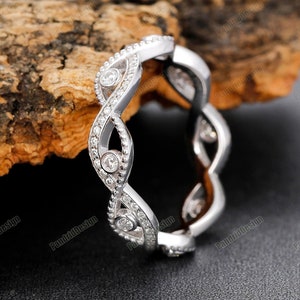 14K Moissanite Diamond Twisted Wedding Band Matchable Band Stackable Ring, Event Ring, Handmade Danity Moissanite Twisted Band Rope Ring
