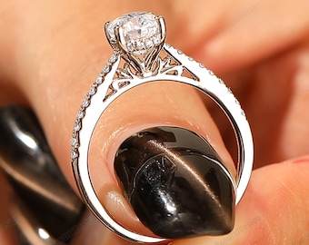 Antique 1/2 - 2.0 Carat Oval Lab Grown Diamond Engagement Ring Classic Wedding Bridal Ring