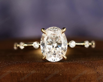 Antique Hidden Halo 1/2-2CT Oval Lab Grown Diamond Engagement Ring IGI Certified Ring