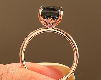 Classic Hidden Halo Elongated Radiant Cut 3.0CT Teal Sapphire Engagement Promise Ring Solid Gold