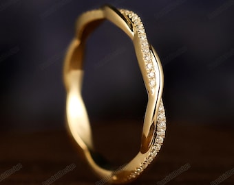 Twist Moissanite Simulated Diamond Stacking Ring Class Style Women's Ring Rose gold