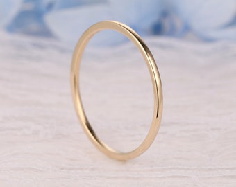 Bridal Ring Set, Plain Gold Matching Band, Women&#39;s Dainty Band, Plain Gold Wedding Ring, Wedding Band, Matching Band, Stackable Thin Band