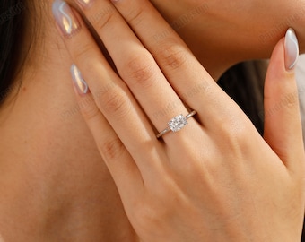 Elongated Cushion Cut Moissanite Simulated Diamond Ring for Women Unique Anniversary Gifts Her