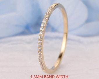Minimalist Wedding Set Ring, Stackable Bridal Ring, Moissanite Wedding Band Ring, 14k Rose Gold Simulated Diamond Ring, Half Eternity Ring