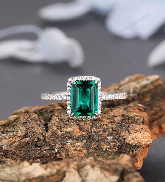 Emerald Engagement Ring, Oval Emerald Ring With Diamonds, Vintage Inspired  Cluster Design, Unique May Birthstone Gift Green Stone Ring - Etsy