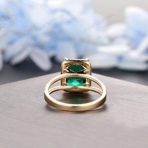 8x10mm 4.00CT Emerald Cut Emerald Ring, 14k Rose Gold Split Shanks ...
