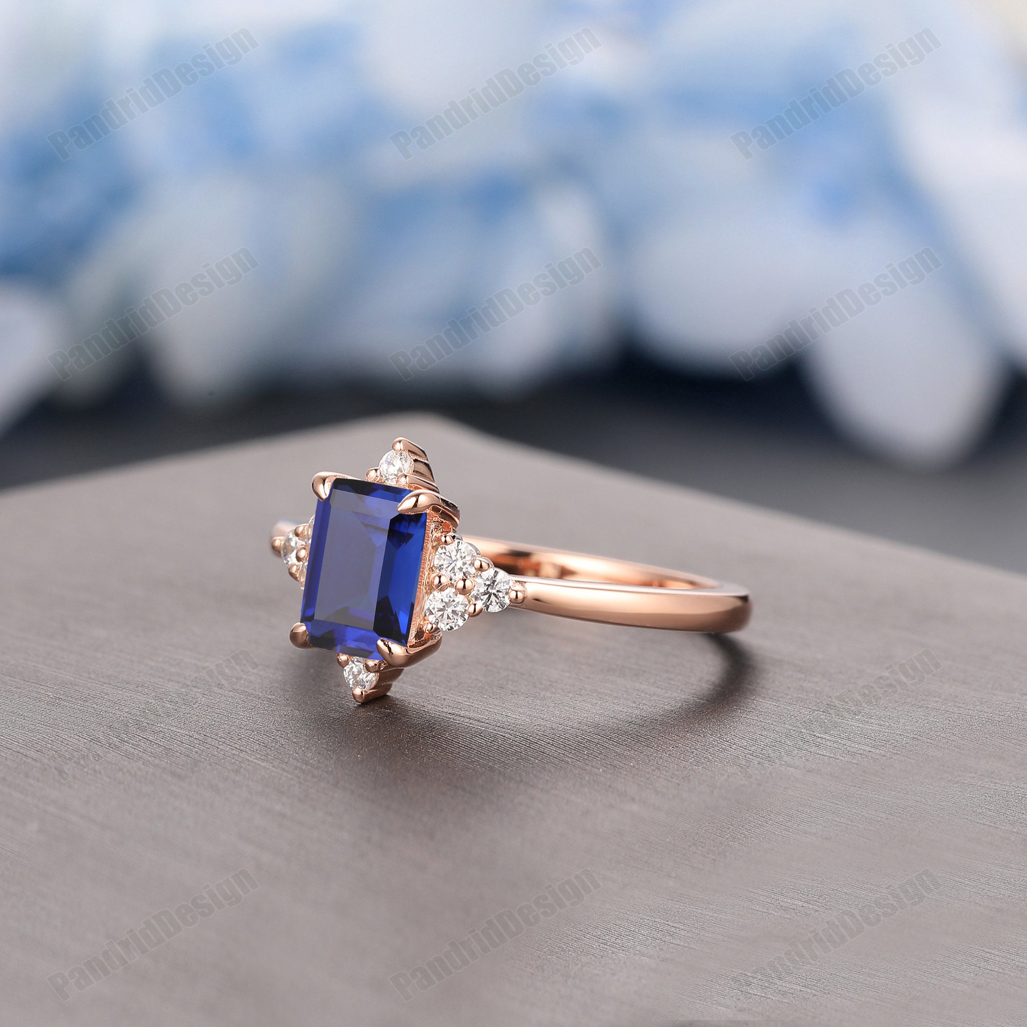 Emerald Cut Sapphire Engagement Ring Promise Ring Wedding | Etsy