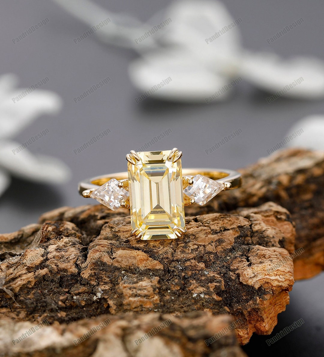 Handmade Custom 6x10mm Emerald Shaped Yellow