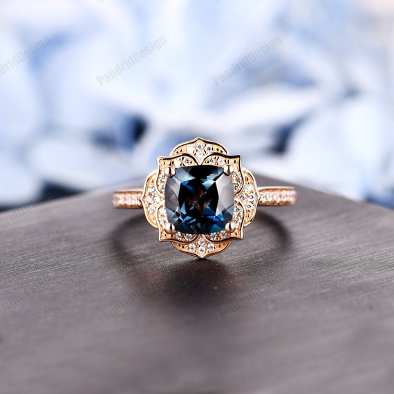 Vintage 14K White Gold Diamond and Sky Blue Topaz Ring | Shop 14k White  Gold Victorian Rings | Gabriel & Co