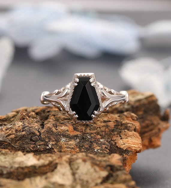 Princess Cut Black Onyx Engagement Ring 3 Stone Wedding Ring Womens 925  Silver | eBay